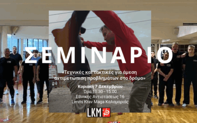 Σεμινάριο Krav Maga: «Τεχνικές και τακτικές για άμεση αντιμετώπιση προβλημάτων στο δρόμο»